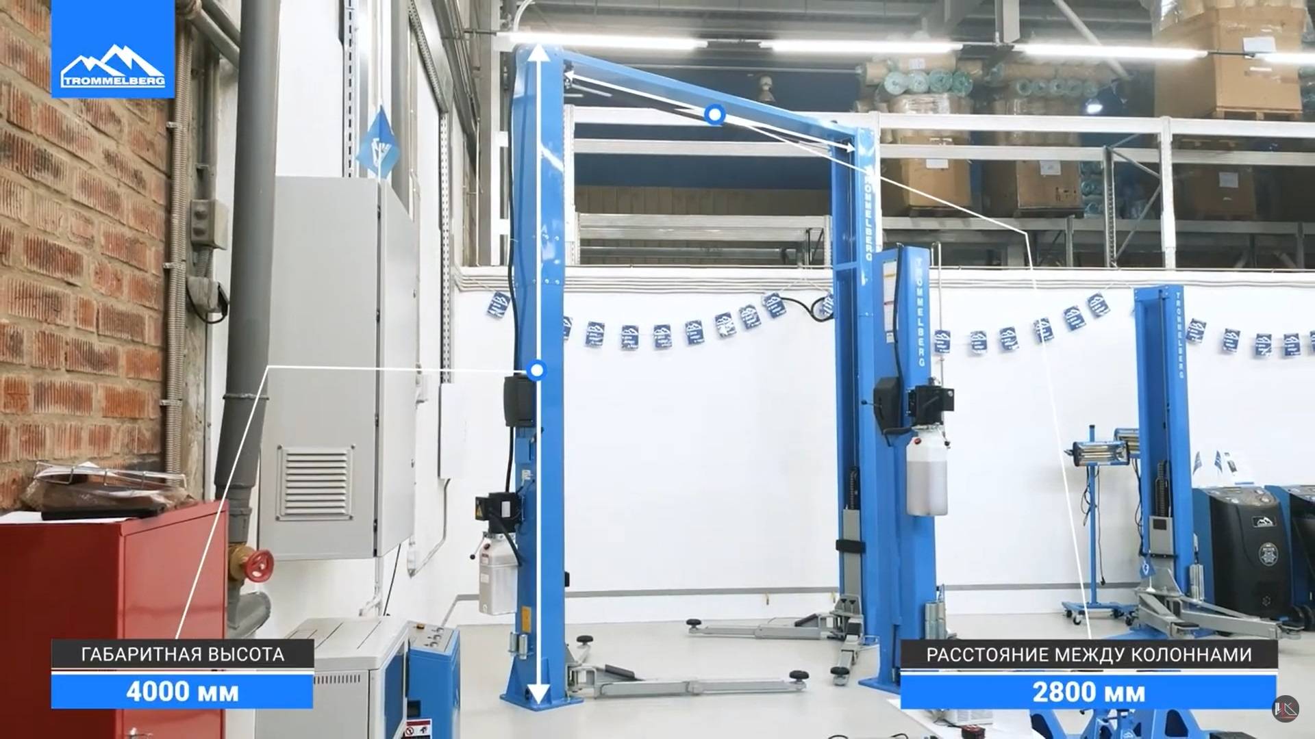 Подъёмник двухстоечный симметричный TROMMELBERG TST45D (4.2 т) смотреть онлайн