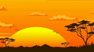 Cartoon Background   African Savanna Sunset/ free green screen animation video