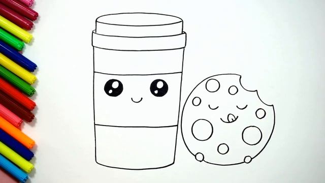 Dibuja Y Colorea Una Bebida Y Galletas Para Niños/Draw And Color A Drink And Cookies For Children