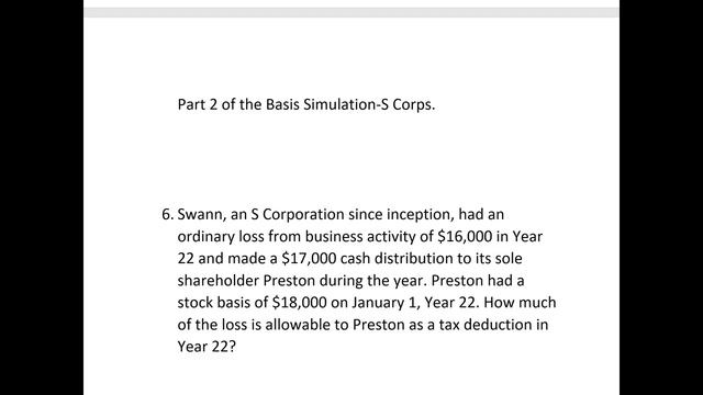 CPA REG Exam Simulation-Basis of Partner and S Corp Shareholder-Darius Clark смотреть онлайн