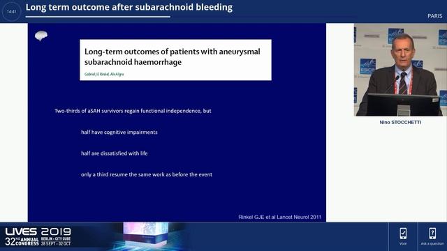Long term outcome after subarachnoid bleeding Nino Stocchetti 2019