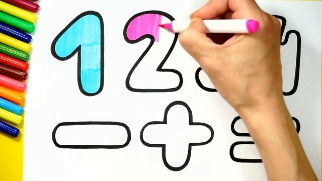 Dibujar Y Colorear Números Primos Y Signo De Resta Para Niños