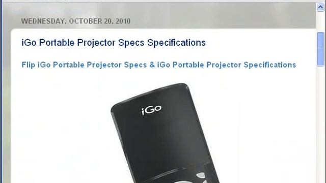 Flip iGo Portable Projector Specifications & Features смотреть онлайн