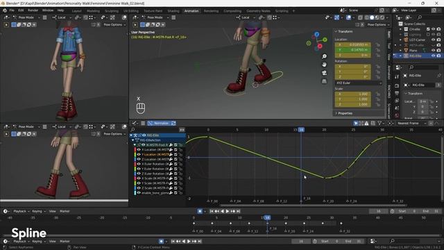 Feminine Walk Animation Timelapse with Pose Images | Personality Walk | Blender Animation Tutorial смотреть онлайн