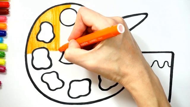How To Draw A Palette Of Colors For Children/Cómo Dibujar Una Paleta De Pintura Para Niños