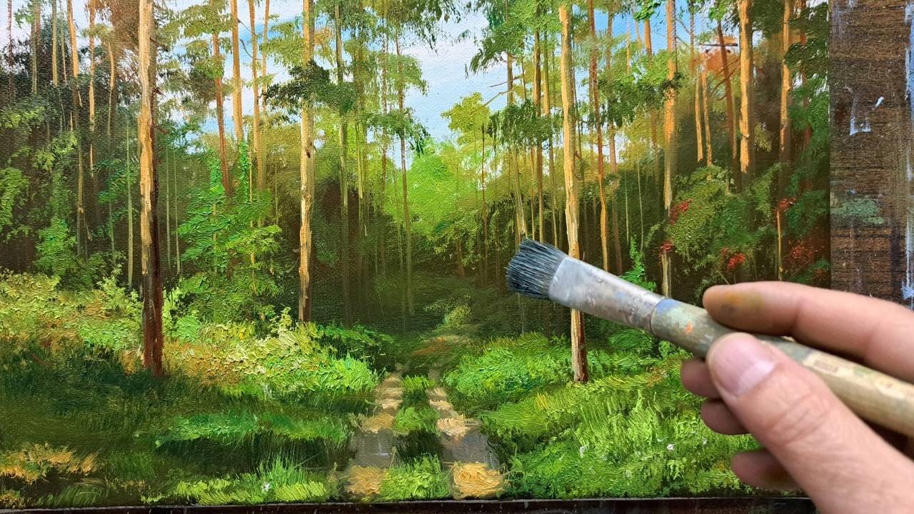 Пейзаж.Живопись маслом смотреть онлайн