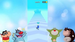 Oggy Become The Three Head Rainbow Friends in Merge Rainbow 3D Run Game | With Jack | Oggy Game
