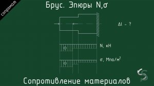 Двухступенчатый брус. Построение эпюр продольных сил N и нормальных напряжений σ . Сопромат