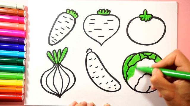 Dibuja Y Colorea Verduras Para Niños/  Dibujo Para Niños