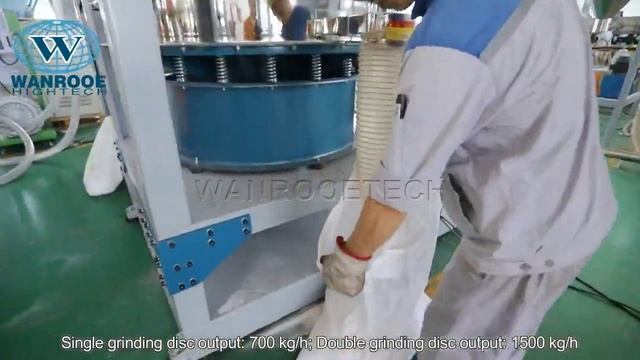 Двухдисковая мельница для измельчения LLDPE с производительностью 1,5 тонны/ч.