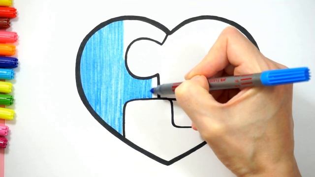 How To Draw A Heart Puzzle For Kids/Cómo Dibujar Rompecabezas De Corazón Para Niños