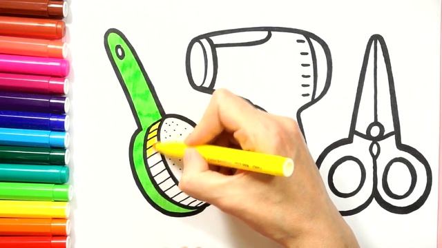 Dibuja Y Colorea El Peine Y Las Tijeras Para Niños&Dibujo Para Niños
