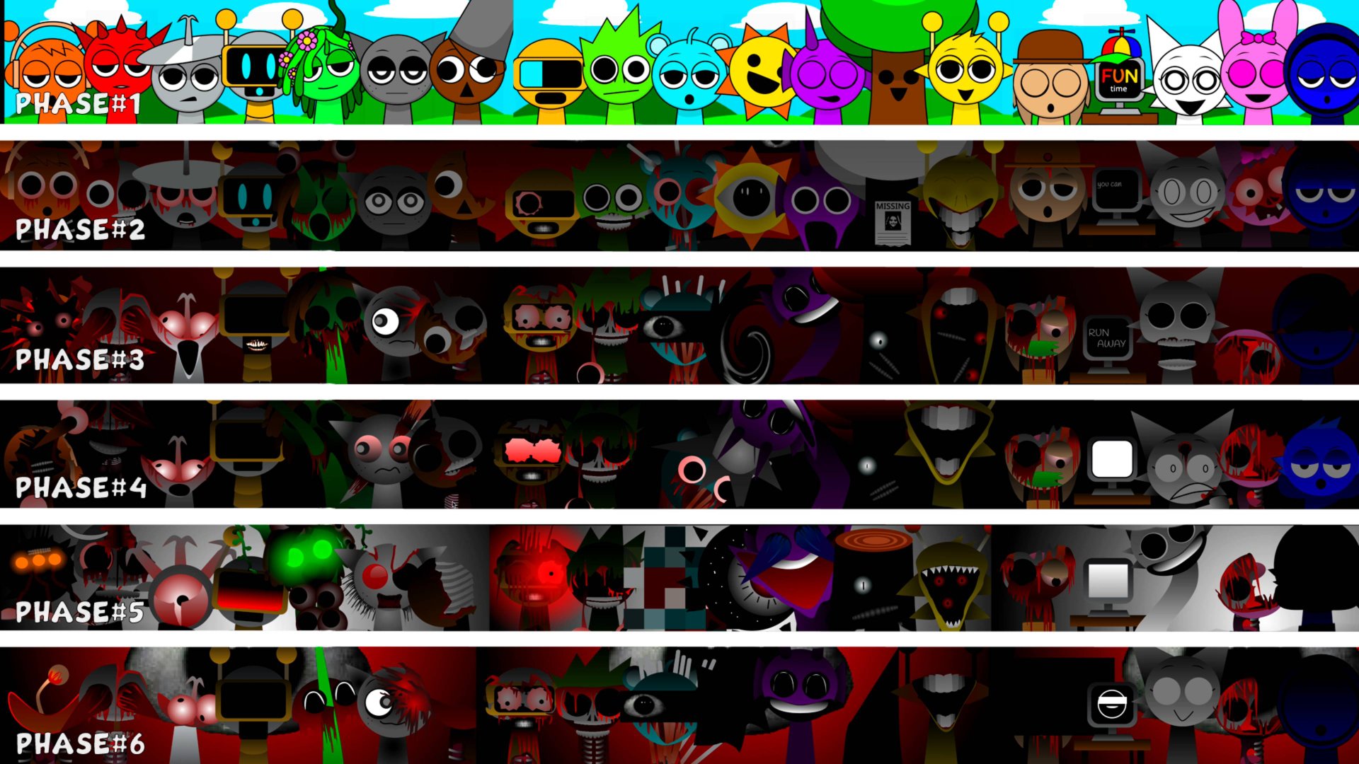 SPRUNKI - СПРУНКИ все вместе от Фазы 1 до Фаза 6