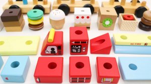 Пожарная машина, автоцистерна, полицейская машина и поезд - игрушечные деревянные машинки