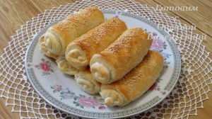 Слоеные рулетики с ветчиной и сыром. Готовим с Оксаной Валерьевной.