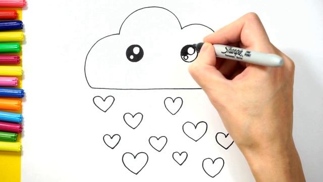 Dibuja Y Colorea Las Nubes Con Lluvia Para Niños/Dibujo Para Niños