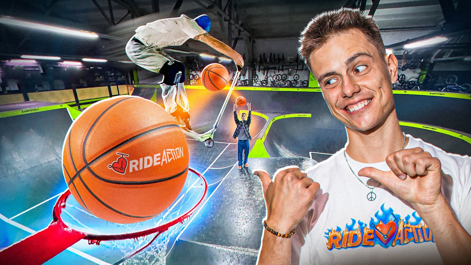 ТРЮКИ НА САМОКАТЕ С МЯЧОМ ЧЕЛЛЕНДЖ! смотреть онлайн