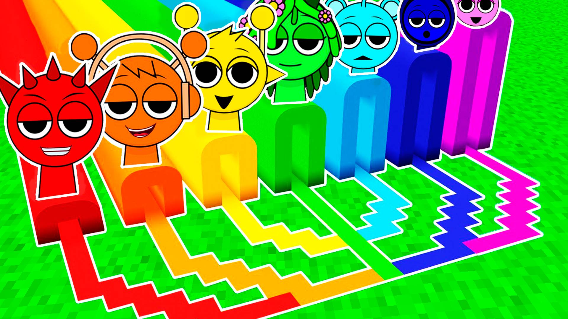 ВЫЖИВАНИЕ ВНУТРИ РАДУЖНЫЙ ТОННЕЛЬ ВСЕ СПРУНКИ В МАЙНКРАФТ! Sprunki Incredibox Хоррор смотреть онлайн