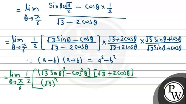\( \lim _{\theta \rightarrow \frac{\pi}{6}} \frac{\sin \left(\theta-\frac{\pi}{6}\right)}{\sqrt{...