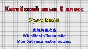 Китайский язык 5 класс (Урок№34 - 我奶奶喜欢猫 Wǒ nǎinai xǐhuan māo Моя бабушка любит кошек.)