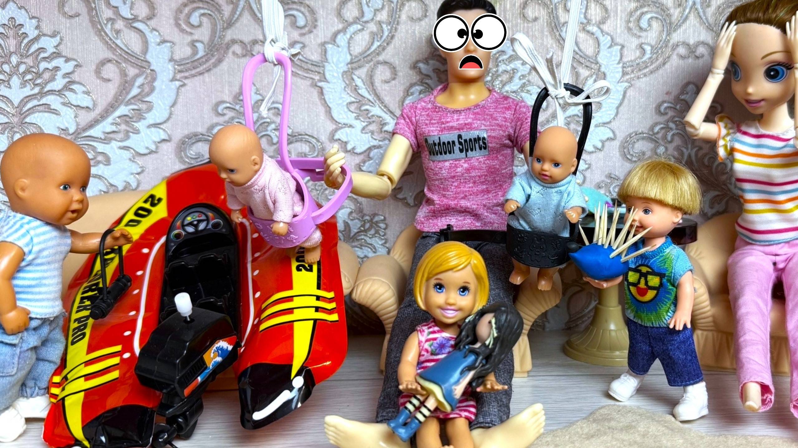 БЕДНЫЙ ПАПА СТАЛ НЯНЕЙ😱🤣 Катя и Макс веселая семейка! Смешные куклы Барби и ЛОЛ истории ДАРИНЕЛКА смотреть онлайн