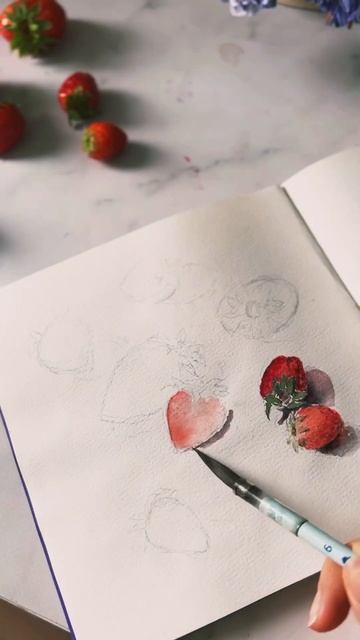 Клубнички акварелью | рисование с натуры | спидпейнт в скетчбуке Maxgoodz | juliaspicy смотреть онлайн