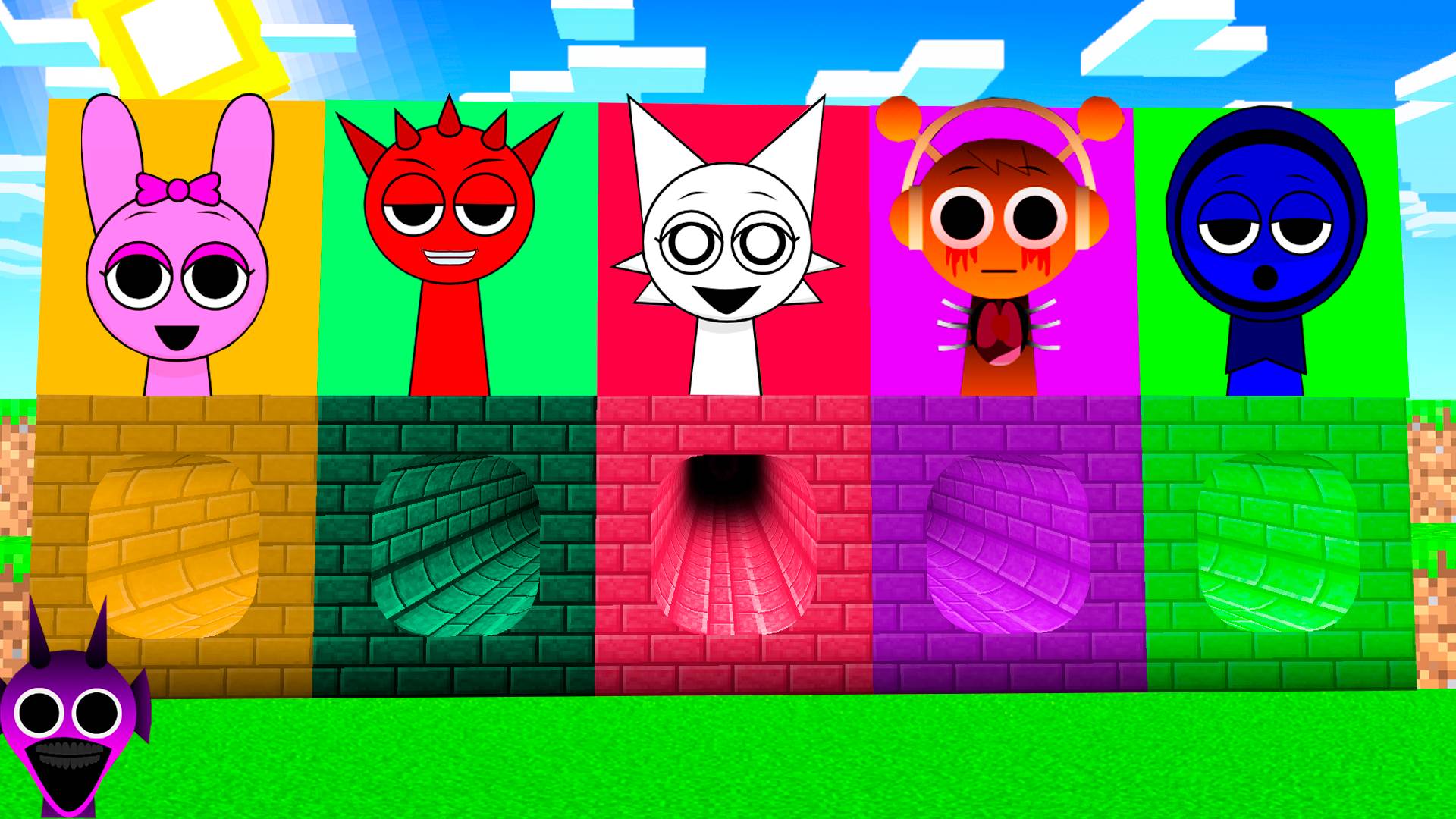 ВЫЖИВАНИЕ ВНУТРИ НОВЫХ ТОННЕЛЬ ВСЕ СПРУНКИ В МАЙНКРАФТ! ХОРРОР Sprunki Incredibox Хоррор смотреть онлайн