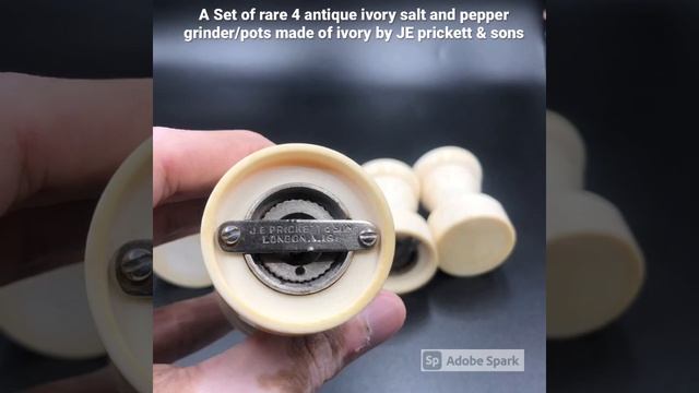 Set of rare 4 #antique #ivory salt and pepper #grinder/pots made of ivory by JE prickett & sons смотреть онлайн