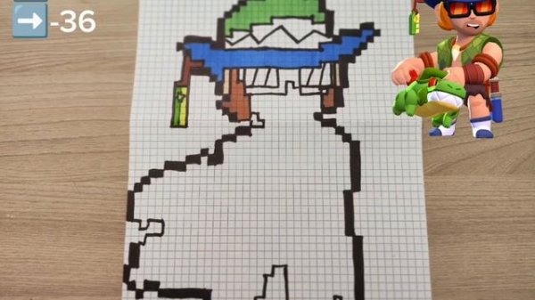 как нарисовать КРОКОДИЛА БАСТЕРА по клеточкам|brawl stars|рисунки