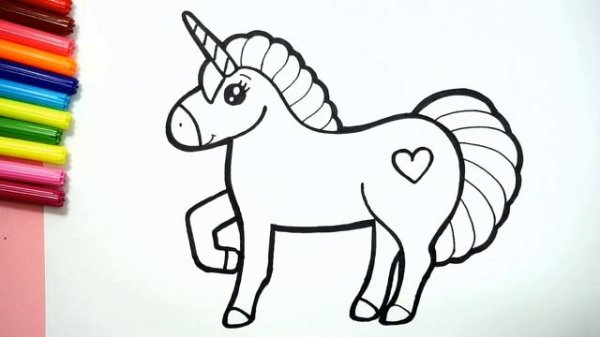 How to Draw a unicorn for kids/Cómo dibujar un unicornio para niños/Cara menggambar unicorn