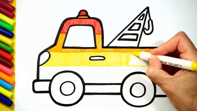 How to draw a tow truck for children/Cómo dibujar una grúa para niños смотреть онлайн