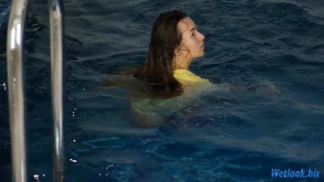 Wetlook Girl Jeans | Wetlook Blouse | Wetlook Girl Gets Wet In Pool
