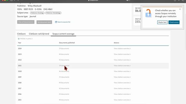 Как проверить количество опубликованных статей в журнале в базе данных Scopus?
