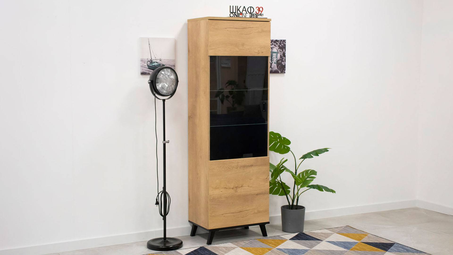 JOHN REG 2L Витрина левая Дуб лефкасЧёрный (Польша) смотреть онлайн