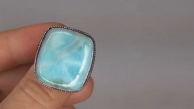 Dominican Larimar silver plated ring. Top quality larimar ring. смотреть онлайн
