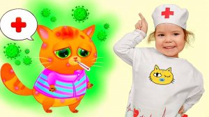 Котик Bubbu не мыл руки и сново попал в больницу | Настя как доктор лечит котика Бубу в игре