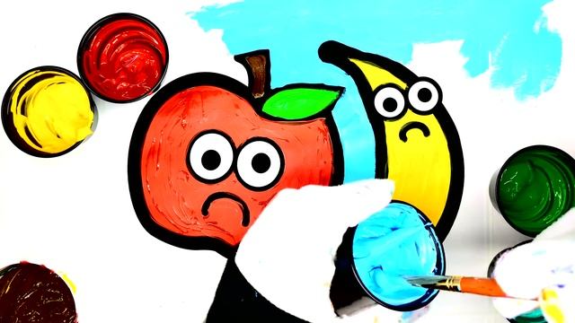 Coloring Apple Banana Coloring Pages with Paint, LEARN HOW TO COLOR смотреть онлайн