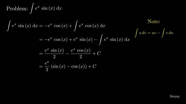 Solving Integral: ∫ eˣ sin x dx смотреть онлайн
