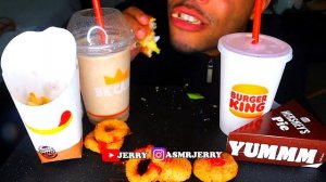 ASMR BURGER KING CHICKEN NUGGETS ONION RINGS FRENCH FRIES CHEESEBURGER  CHOCOLATE MILKSHAKE HERSEY'