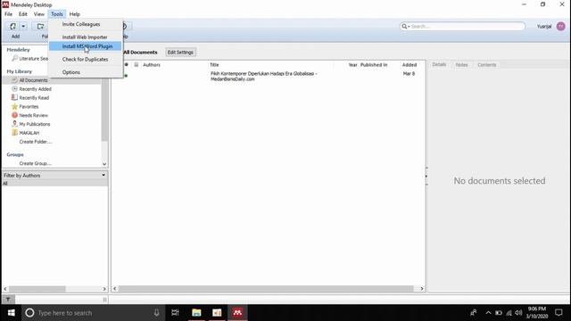 Cara Mudah Menghubungkan Mendeley Ke Microsoft Word | 100% Auto Success!!!
