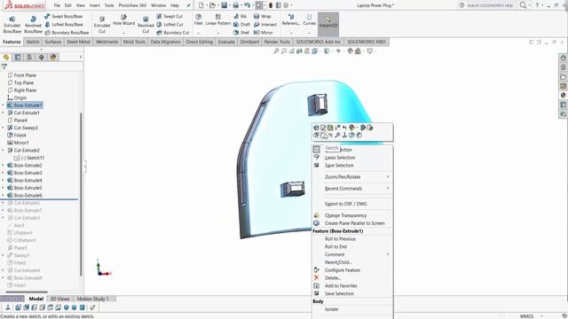 SolidWorks: Laptop Power Plug Design । CAD CAM Tutorials With Mahfuj। смотреть онлайн