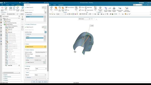 Siemens NX / Surfacing / Swept Command смотреть онлайн