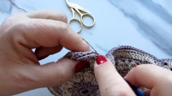 Мочалка связанная крючком. Квадраты часть 2