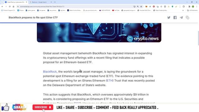 #998 | Crypto News | BlackRock prepares to file spot Ether ETF смотреть онлайн