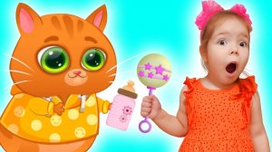 Настя попала в игру к котику Bubbu | Виртуальный питомец весело проводит время