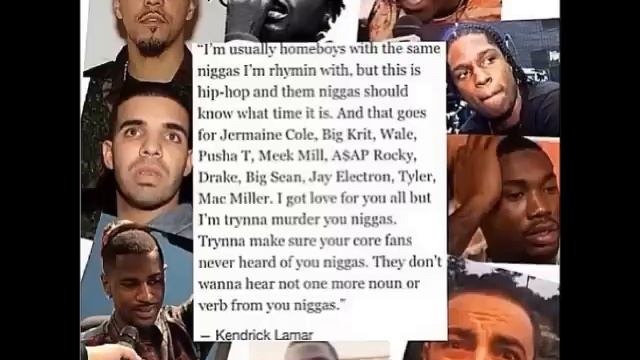 Kendrick Lamar Diss J Cole Big Krit Wale Pusha T Meek Mill Asap Rocky Drake and More смотреть онлайн