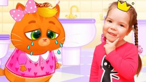 Настя и котик Bubbu играют в игре | Настя играет с котиком Бубу в дочки матери