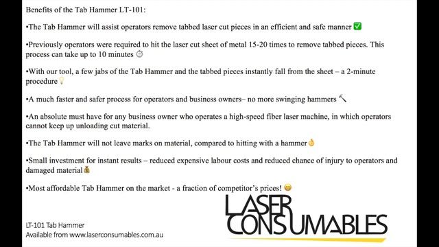 Laser Consumables LT-101 Tab Hammer For CNC Laser Machines смотреть онлайн