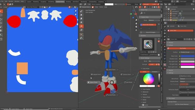 Beginners Tutorial: Creating Sonic The Hedgehog in Blender: Texturing смотреть онлайн