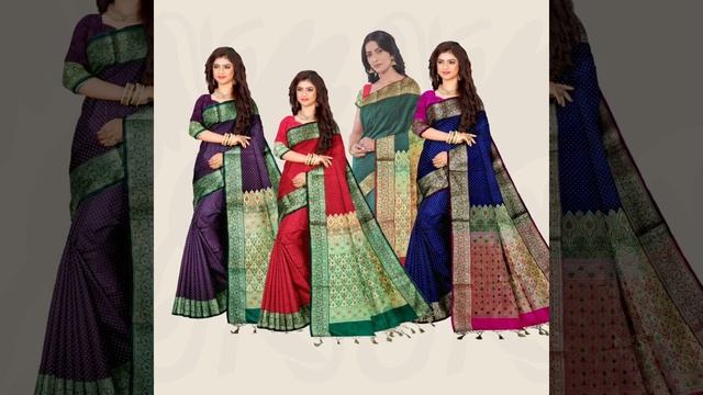 Banarasi Satin Silk Polka Dot Laccha Saree. смотреть онлайн